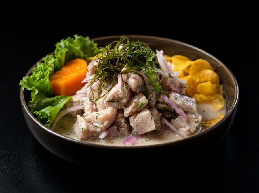 Ceviche de pescado fotografiado para una carta digital Qehay